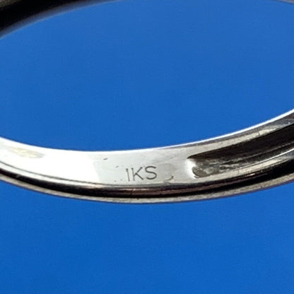 Designer Zales 10k White Gold 1KS Baguette Diamond Wedding Band Set Ring Size 7