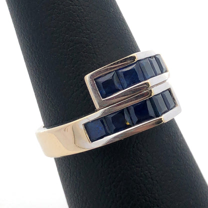 Modernist 18k White Gold Sapphire September Anniversary Birthday Abstract Ring