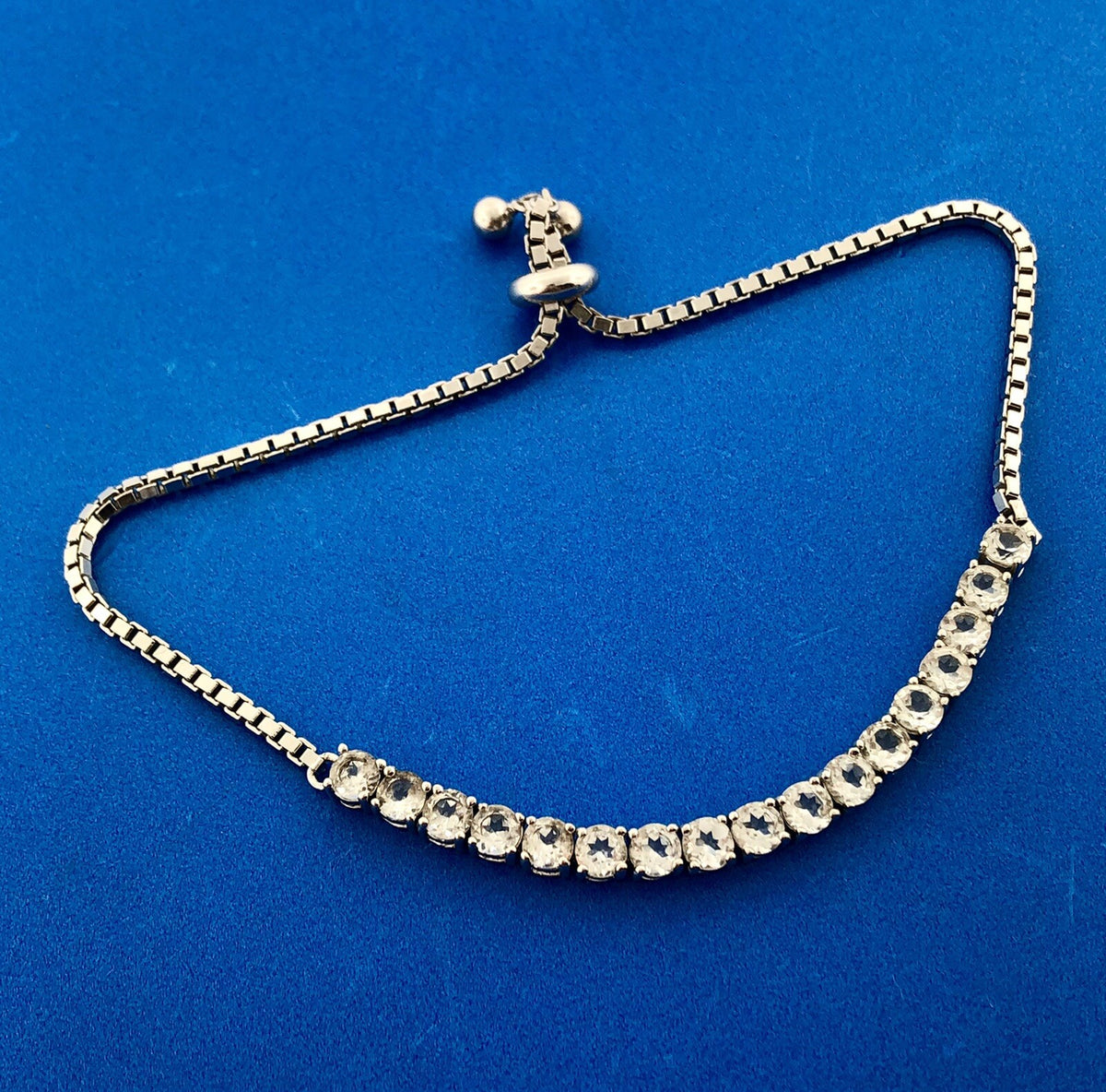 Designer 925 Sterling Silver Cubic Zirconia Adjustable Lariat Tennis Bracelet