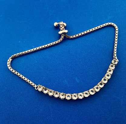 Designer 925 Sterling Silver Cubic Zirconia Adjustable Lariat Tennis Bracelet