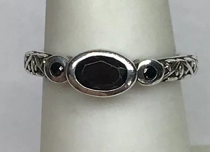 SILPADA Sterling Silver 925 Black Zircon Stackable Scroll Filigree Ring S187