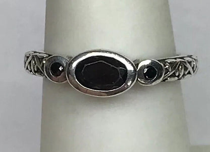 SILPADA Sterling Silver 925 Black Zircon Stackable Scroll Filigree Ring S187