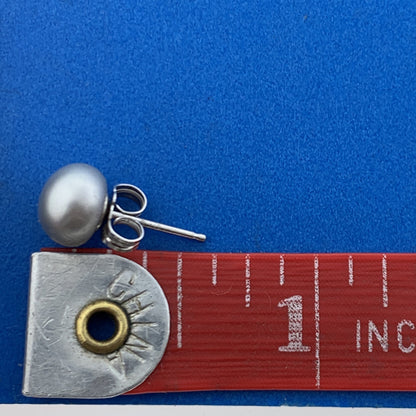 Designer Honora 925 Sterling Silver Gray Pearl Stud Earrings