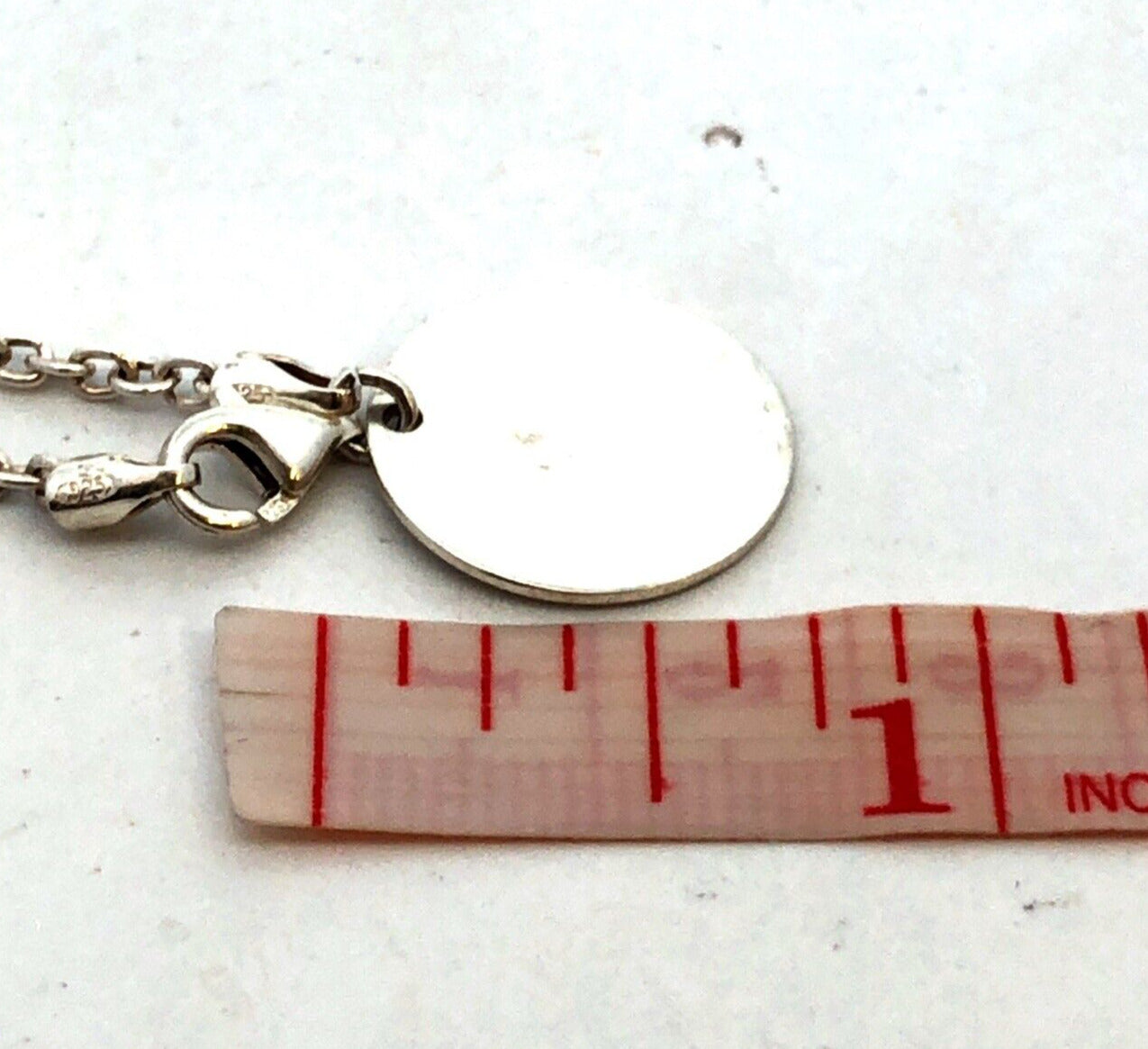 Italy 925 Sterling Silver Round Engravable Tag Station Oval Link Chain Necklace