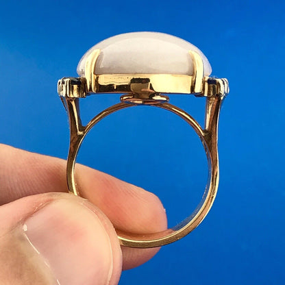 14K Yellow Gold Lavender Jade Diamond Ruby Sapphire Accented Statement Ring