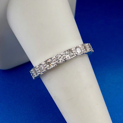 Gorgeous 925 Sterling Silver Cubic Zirconia CZ Infinity Anniversary Band Ring