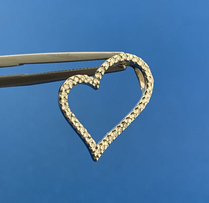 Designer 14K White Gold Diamond Modernist Heart Love Promise Bridal Pendant