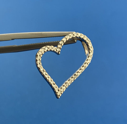 Designer 14K White Gold Diamond Modernist Heart Love Promise Bridal Pendant