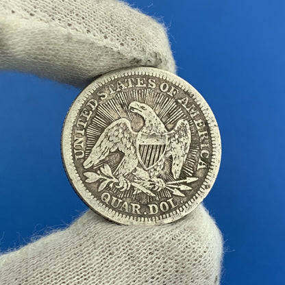 1853 25c Arrows & Rays Seated Liberty Quarter 90% Silver Rare Date Type Coin