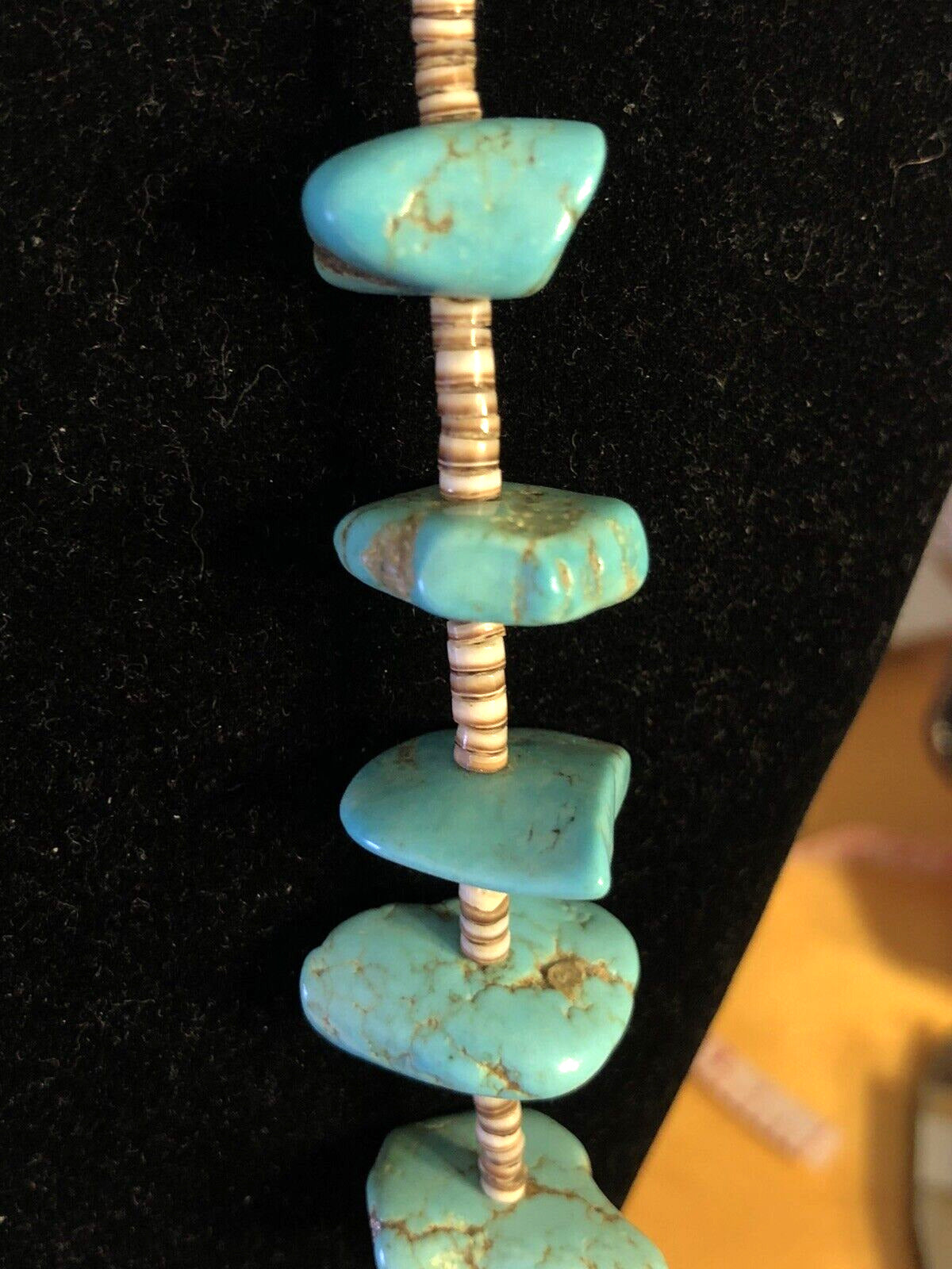 Vintage Artisan Natural Turquoise Chunky Beads Agate Bead Statement Necklace