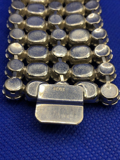 Weiss Runway Couture White Milk Glass Five Row Statement Cuff Bracelet
