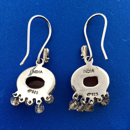 Doug Paulus DP Sterling Silver 925 Carnelian Citrine Bead Drop Dangle Earrings