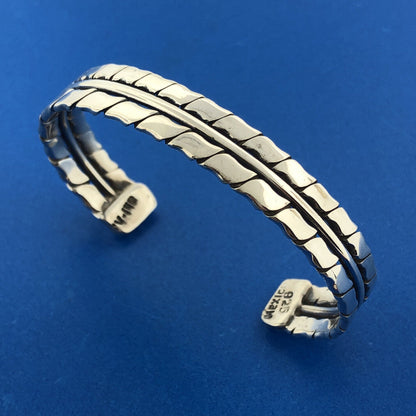 Vintage Taxco TV-142 925 Sterling Silver Textured Cuff Bracelet