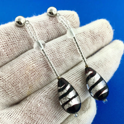 Designer Antica Murrina Venezia Purple White Striped Glass Earring Necklace Set