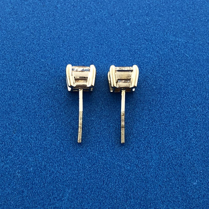 Gorgeous 14k White Gold Princess Cut Diamond Screw Back Statement Stud Earrings