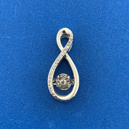 Designer 925 Sterling Silver Floating Diamond Cluster Eternity Infinity Pendant