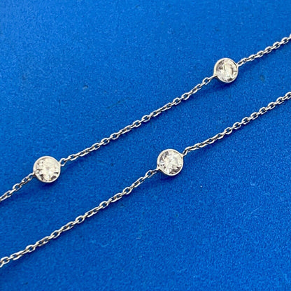 Designer 14K White Gold Round White Tourmaline Station Necklace