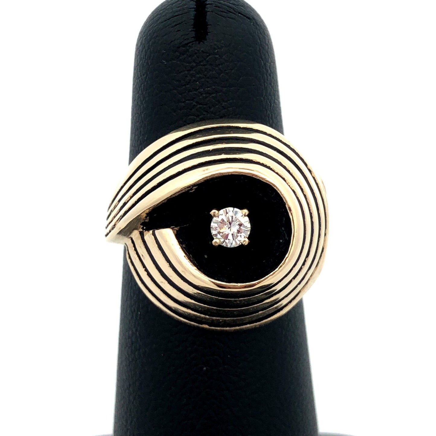 Vintage 14K Yellow Gold Diamond Egyptian King Tut Cocktail Ring