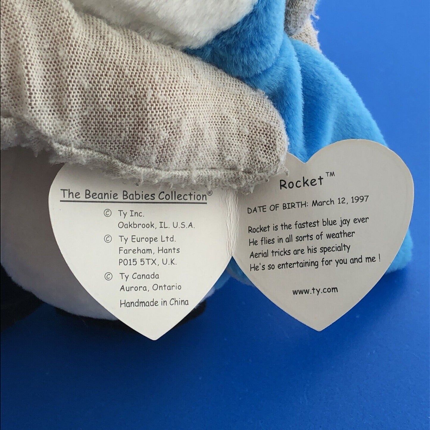 1997 TY Beanie Baby Rocket The Blue Jay Near Mint Condition Retired Errors- 4202