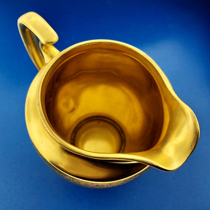 1930s Pickard China Gold Rose Daisy Pattern Creamer Sugar Bowl W/Lid 3 Piece Set