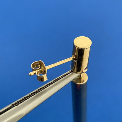 Designer 14K Yellow Gold Polished Tubular Modernist Drop Dangle Stud Earrings