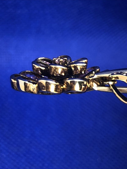 Designer Vermeil Sterling Silver Purple Cubic Zirconia Flower Statement Pendant