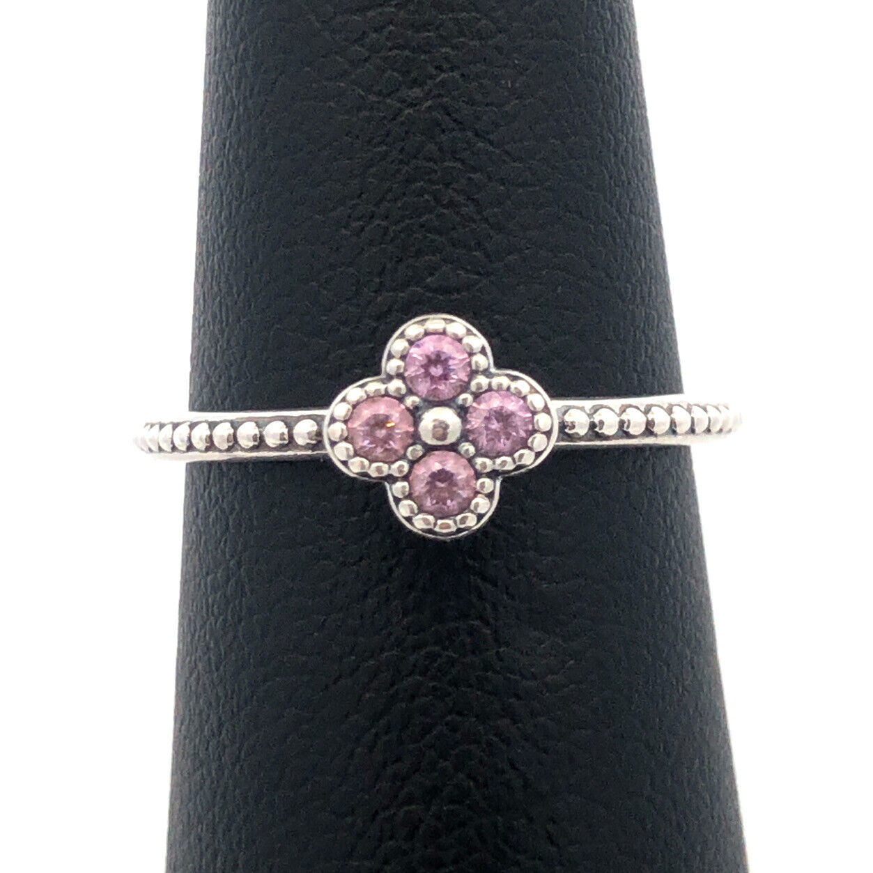 Authentic PANDORA Sterling Silver Pink CZ Retired Oriental Bloom 191001PCZ Ring