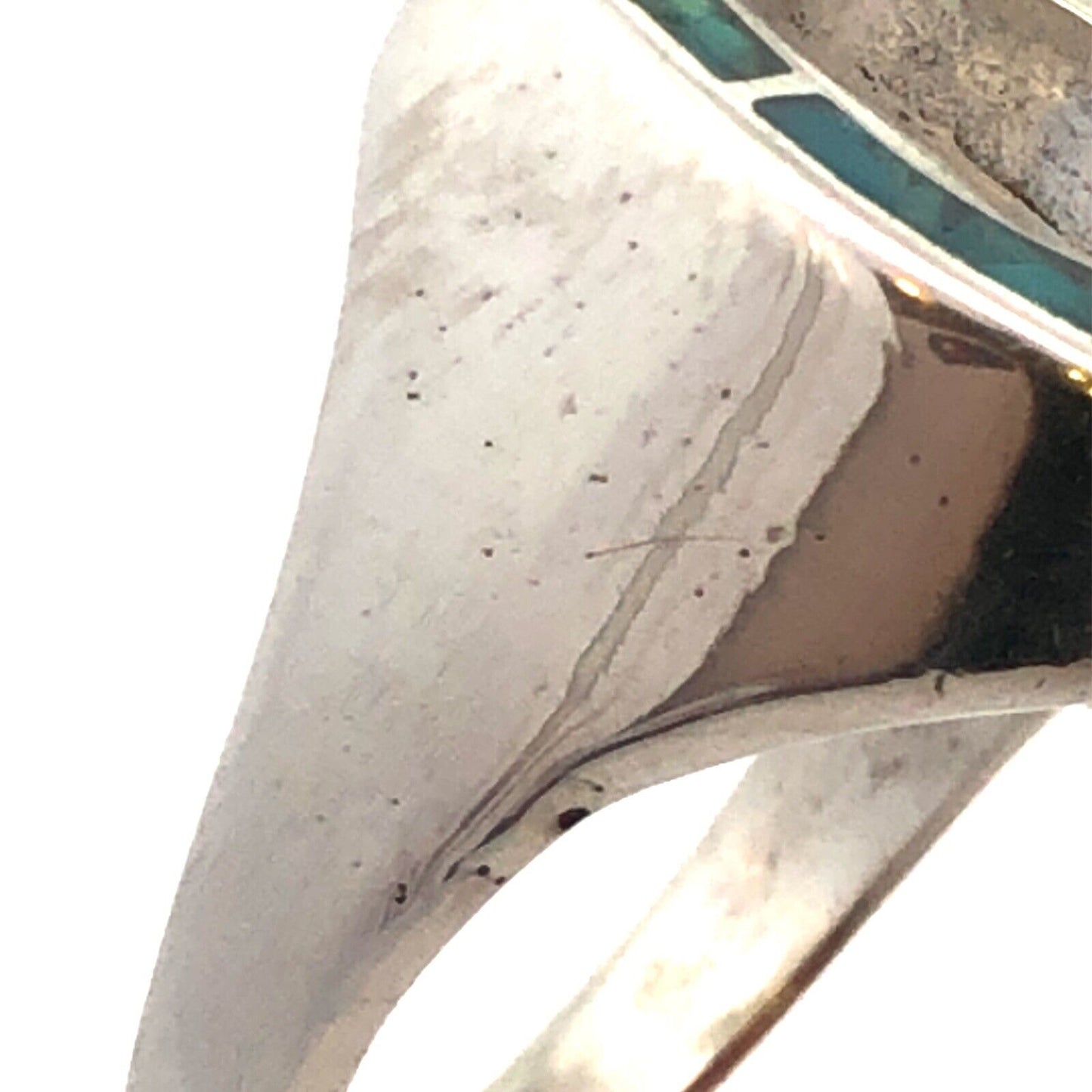 Vintage 925 Sterling Silver Turquoise Inlay Horseshoe Statement Unisex Ring