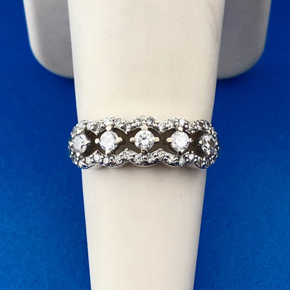 Estate 14K White Gold Diamond Bridal Wedding Anniversary Open Work Band Ring