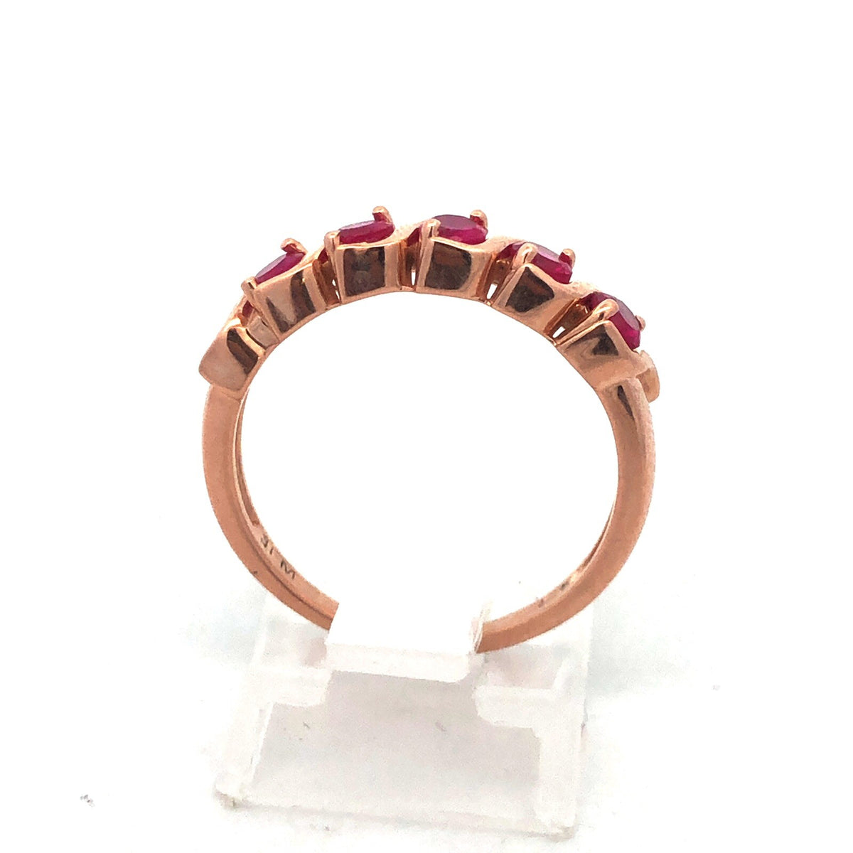 Estate Designer JFM 14K Rose Gold Ruby July Anniversary Occasion Band Ring