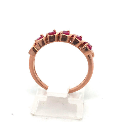 Estate Designer JFM 14K Rose Gold Ruby July Anniversary Occasion Band Ring