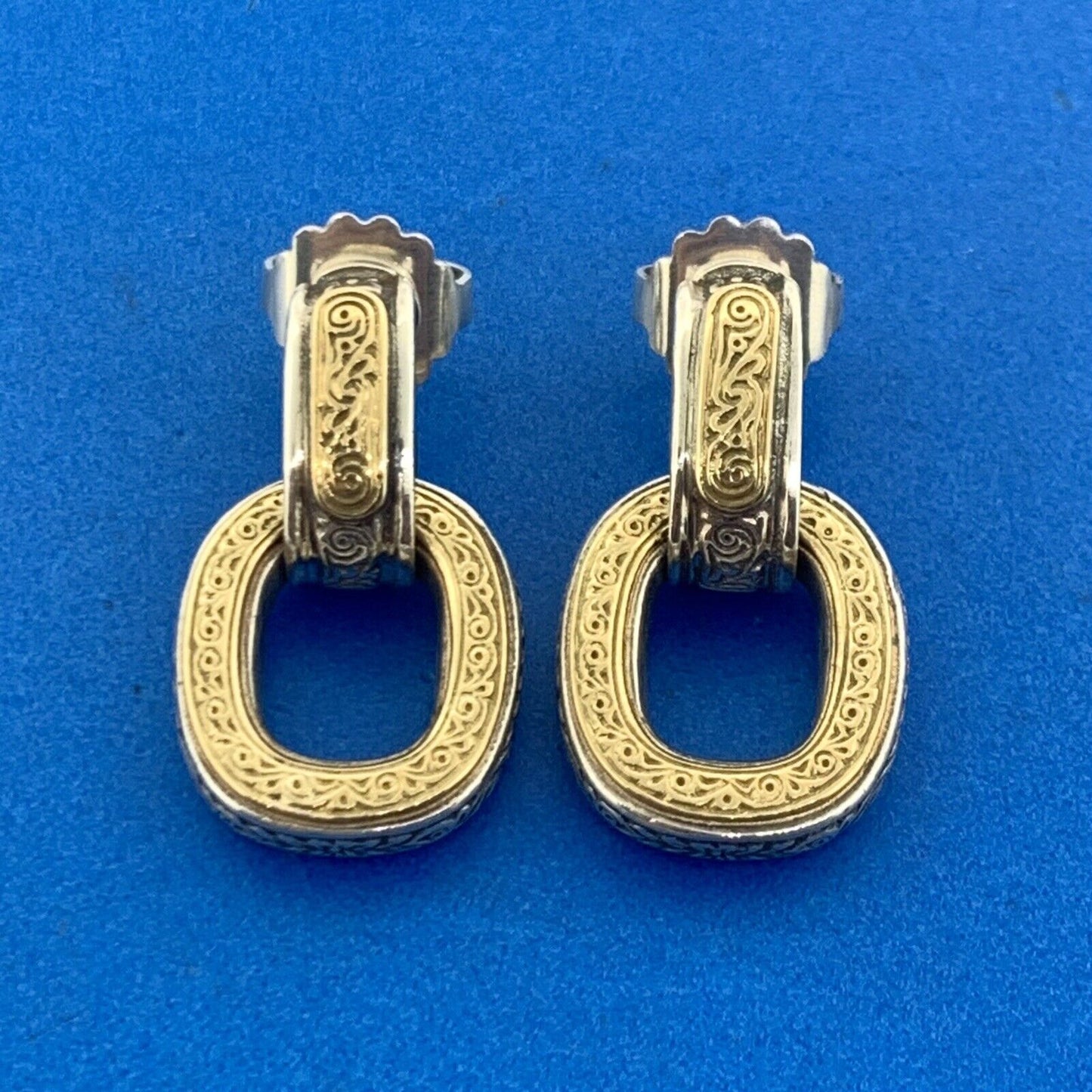 Konstantino 925 Sterling Silver 18K Yellow Gold Scroll Door Knocker Earrings