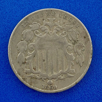 1869 Shield Nickel Better Key Philadelphia Mint American Copper Nickel Coin