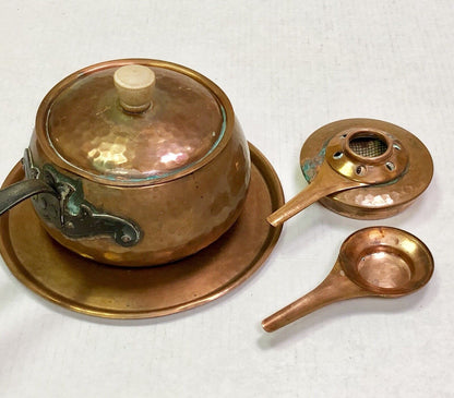 Vintage Stockli-Netstal Swiss Made Copper Ware Incomplete Fondue 4 Piece Set