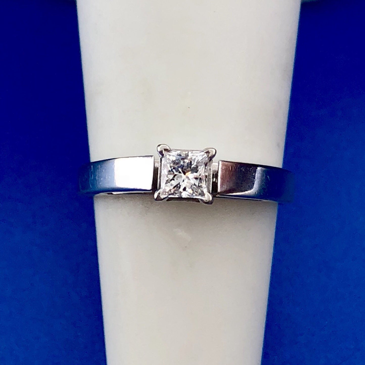 Vintage 14K White Gold Princess Diamond Solitaire Engagement Promise Ring