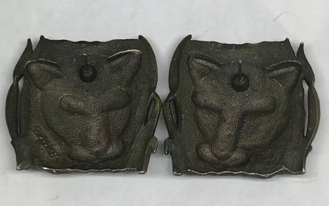 Vintage Jonette Jewelry JJ 3D Textured Leopard Head Bronze Tone Metal Earrings