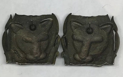 Vintage Jonette Jewelry JJ 3D Textured Leopard Head Bronze Tone Metal Earrings