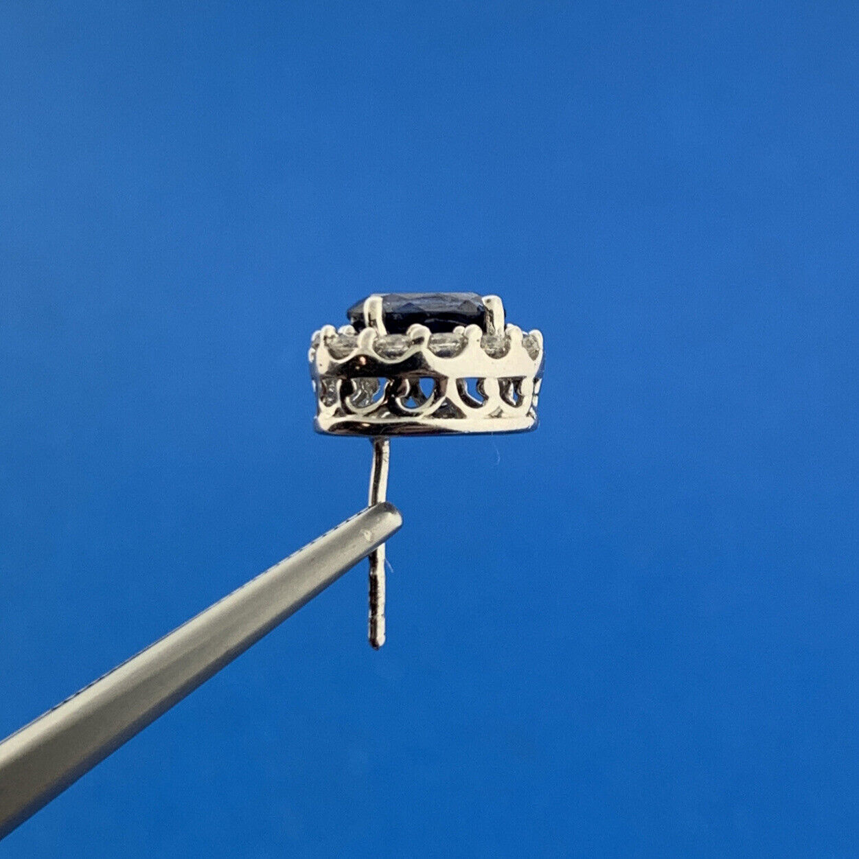 Jane Seymour JWBR Sterling Silver Lab Created Sapphire Oval Stud Earrings