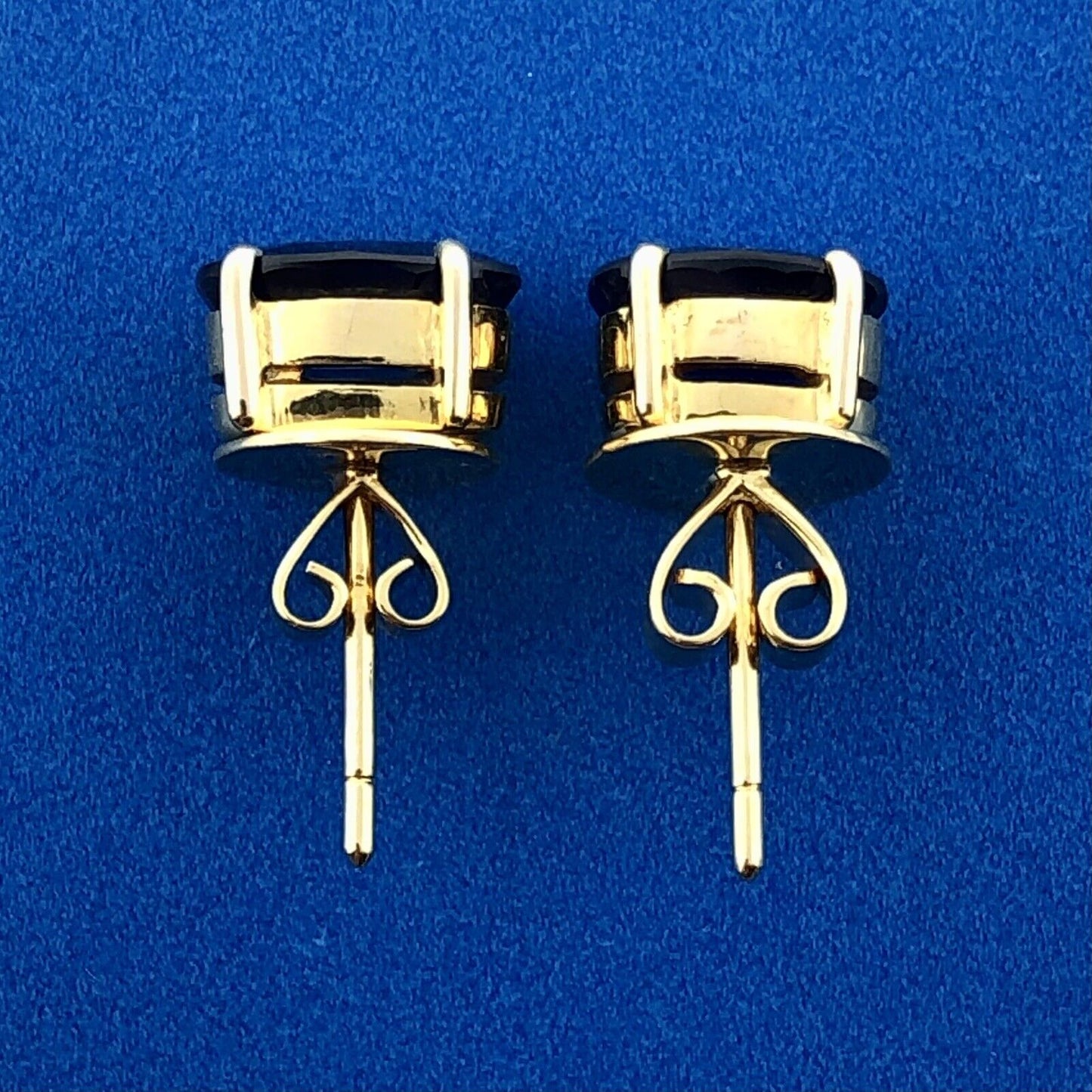 Classic 18K Yellow Gold Sapphire September Anniversary Statement Stud Earrings