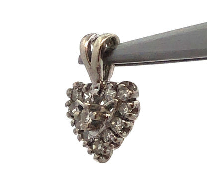 14K White Gold Round Diamond Cluster Heart Anniversary Charm Pendant