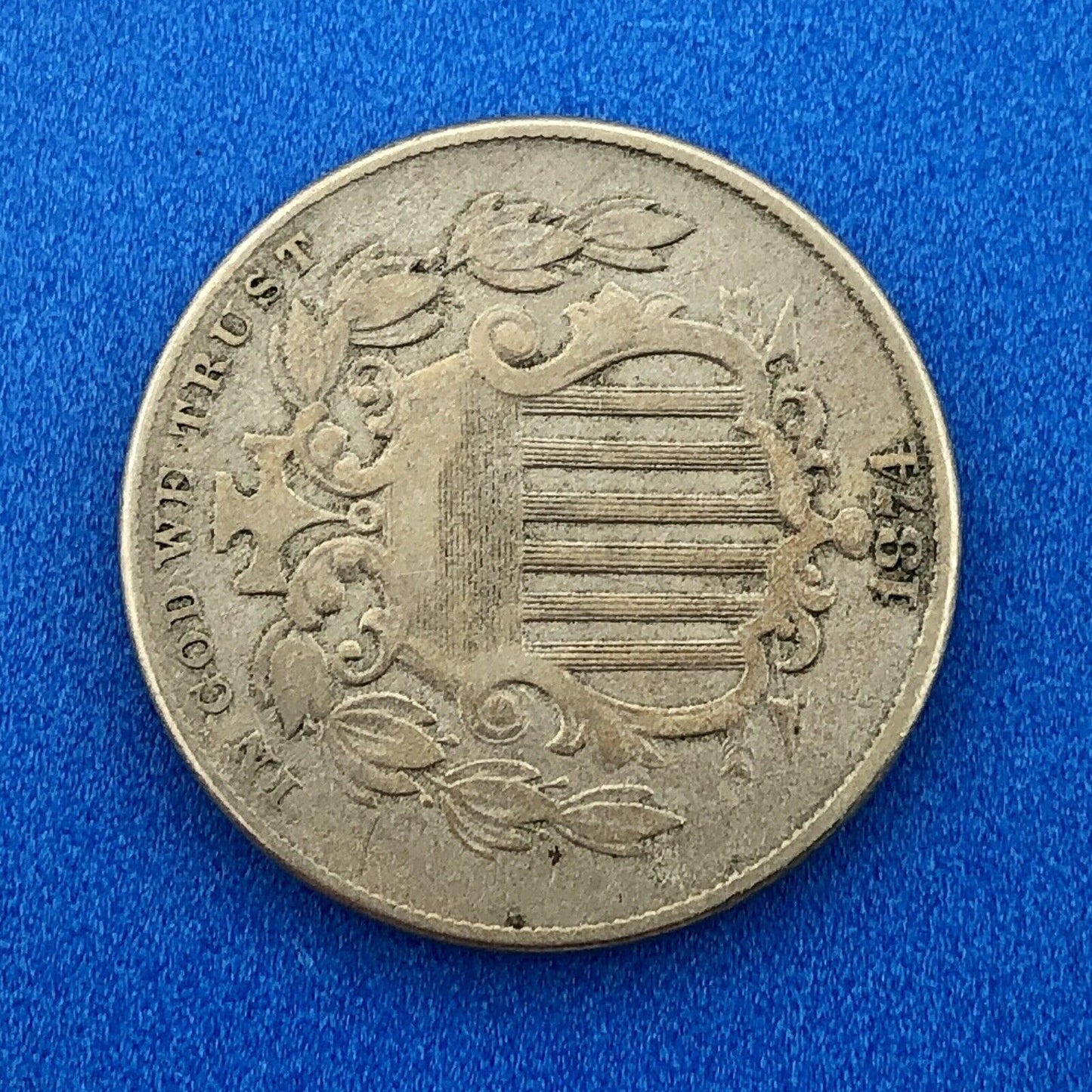 1874 P Shield Nickel Variety 2 Scarce Rare Better Key Philadelphia Mint Coin