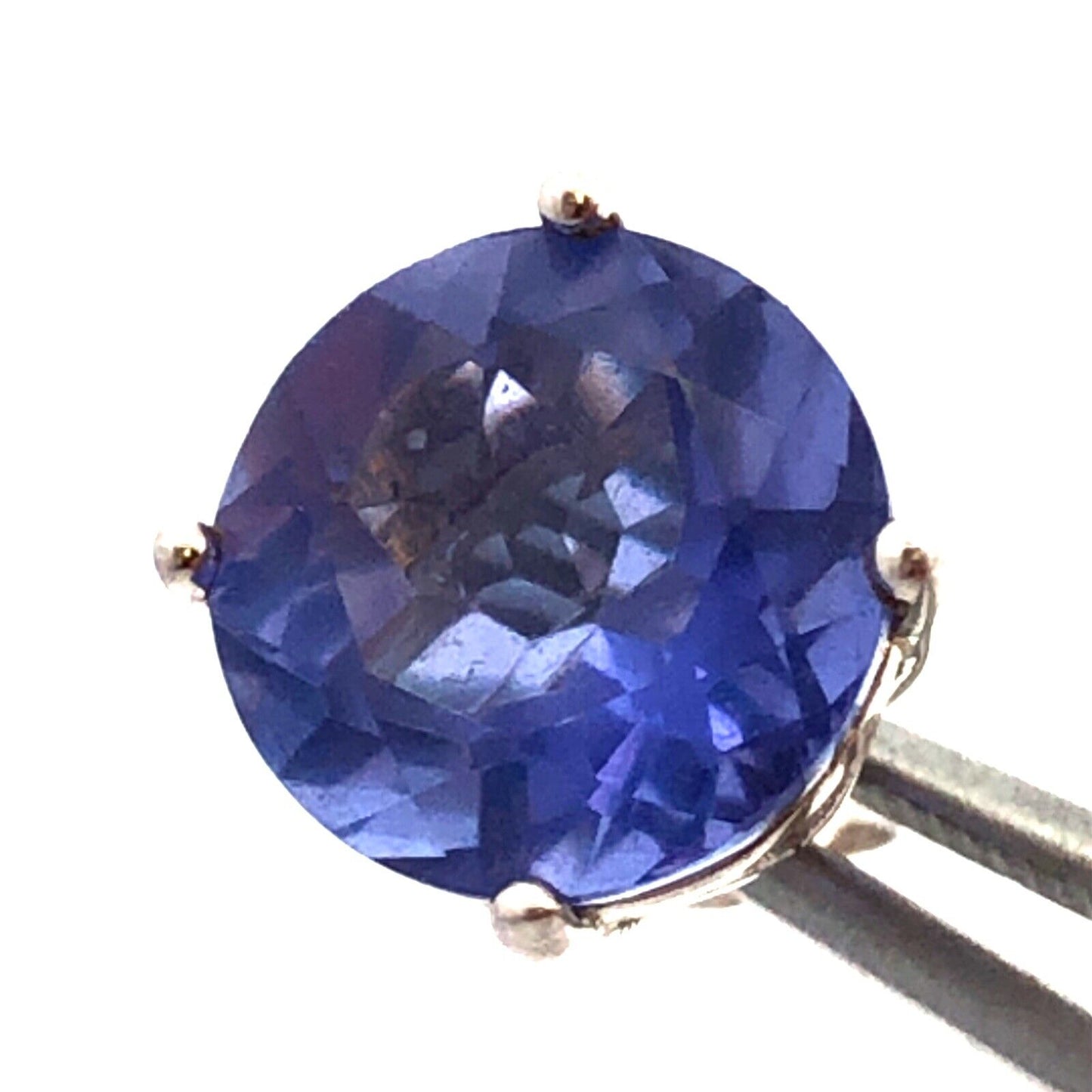 Designer TGGC 925 Sterling Silver Round Blue Tanzanite Solitaire Stud Earrings