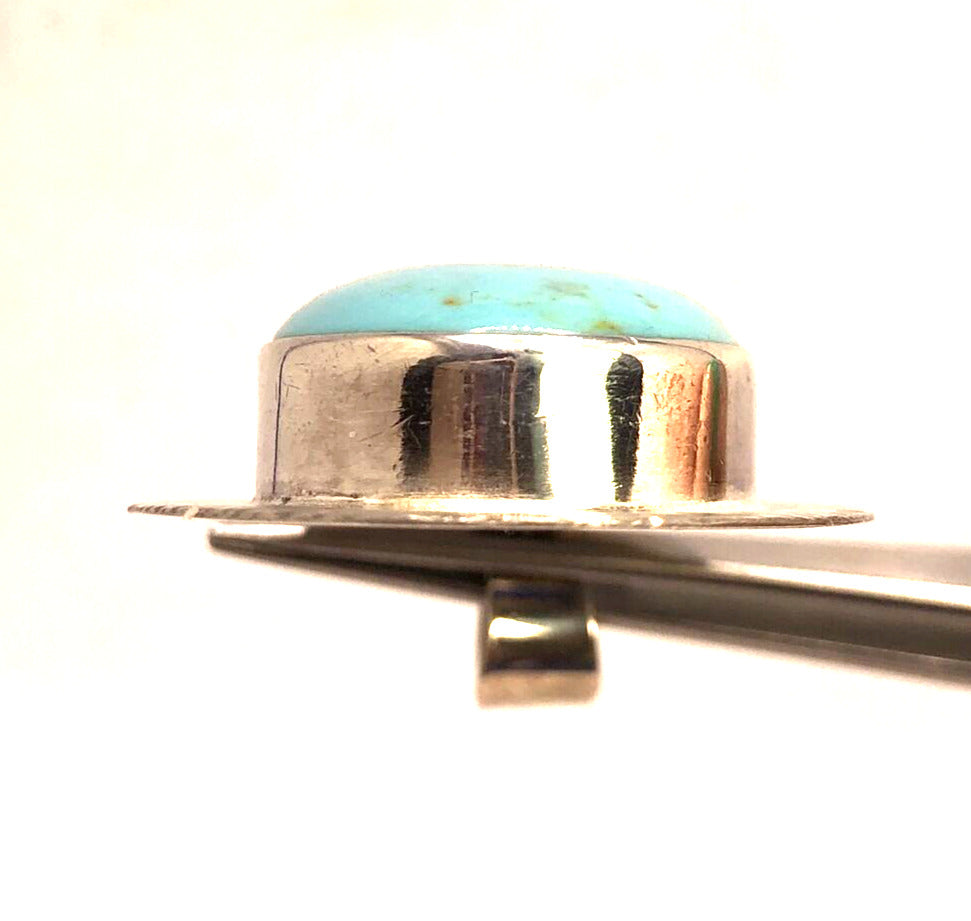 Taxco Mexico 925 Sterling Silver Oval Turquoise Textured Statement Pendant