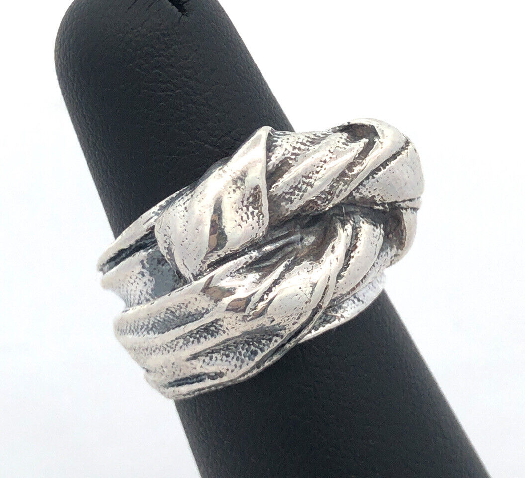 Designer Mignon Faget 925 Sterling Silver Knots & Bows Collection Wide Knot Ring