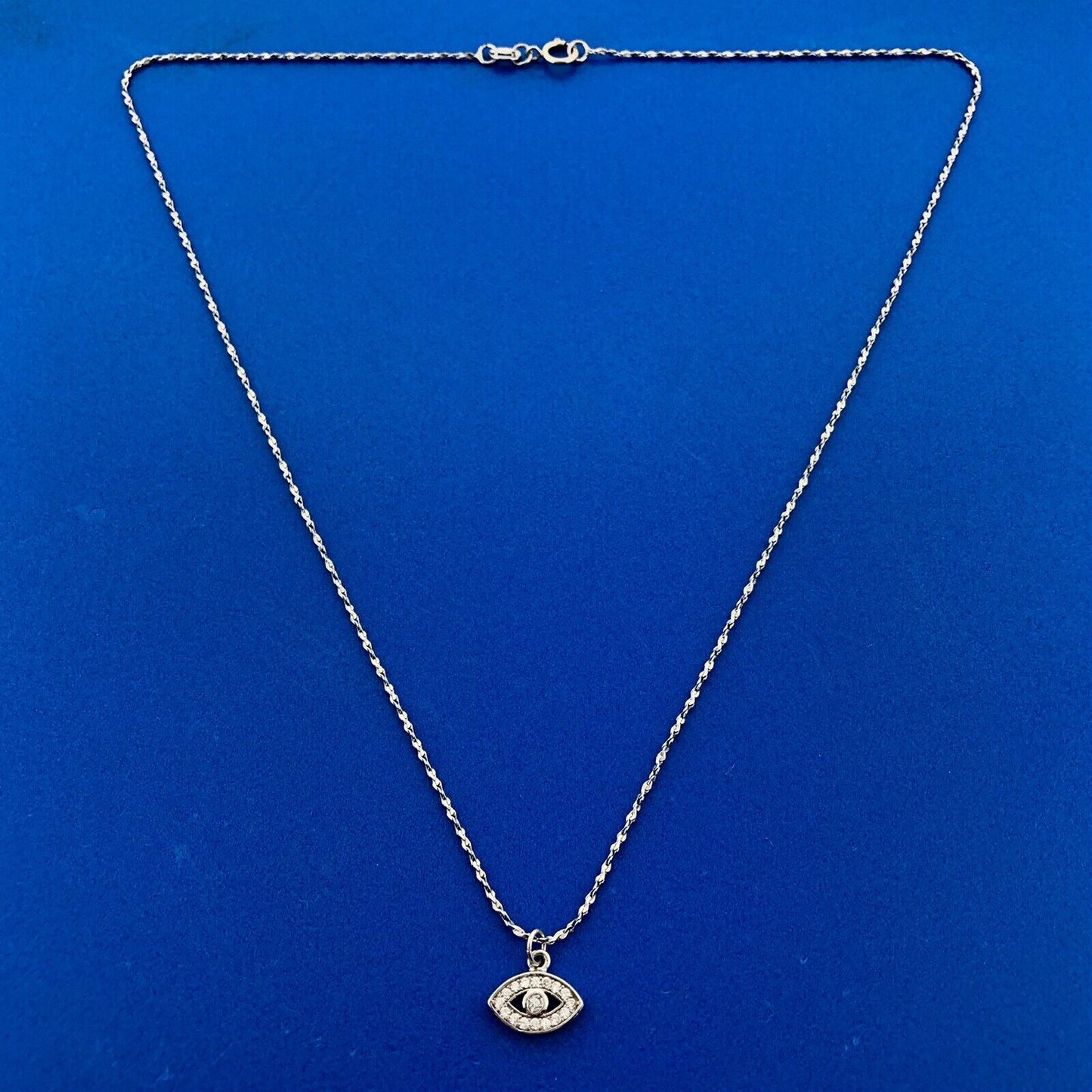 Designer Italy 925 Sterling Silver Diamond All Seeing Eye Pendant Necklace