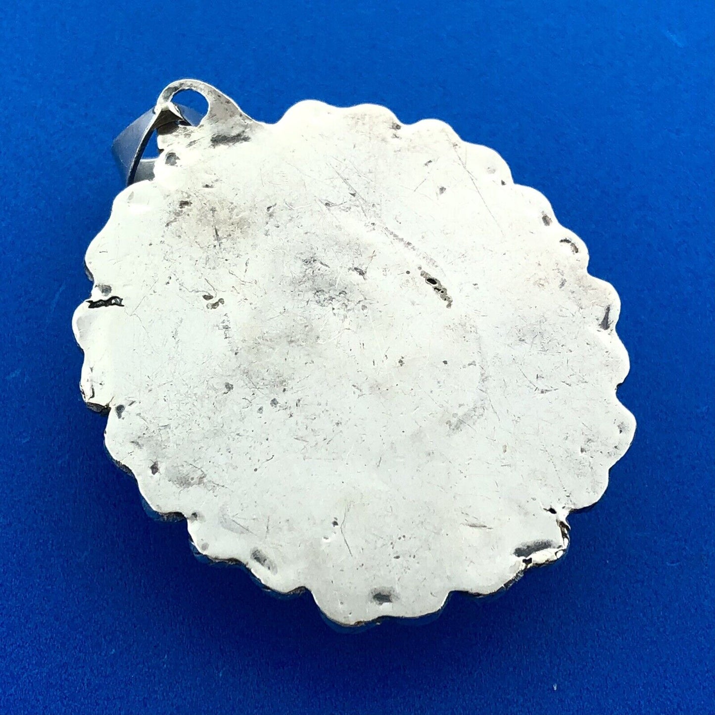 Stunning Sterling SIlver 925 Cabochon Turquoise Coral Accent Floral Pendant