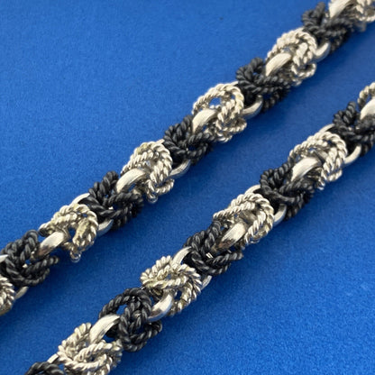 Taxco Mexico TV-53 Two Toned Sterling Silver 925 Circle Rope 16" Chain Necklace