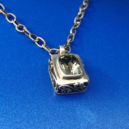 Sara Blaine Sterling Silver 925 Signature Lace Green Amethyst Designer Necklace