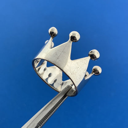 Designer 925 Sterling Silver Princess Queen King Crown Cigar Band Ring