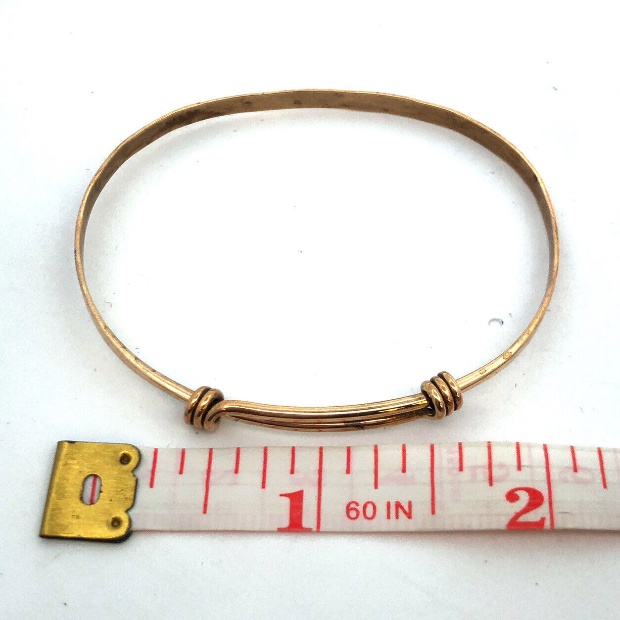 Vintage Brass Gold Tone Thin Stackable Bangle Adjustable Tension Bracelet